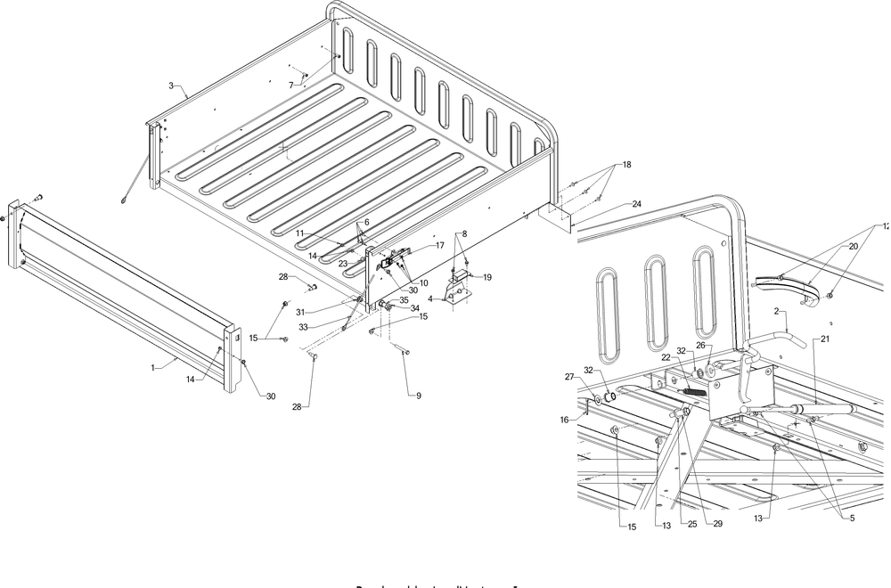 Bed Diagram and Parts List for 747EFI4X4 (37AM486D010)(2016) Cub Cadet Lawn Tractor Accessories